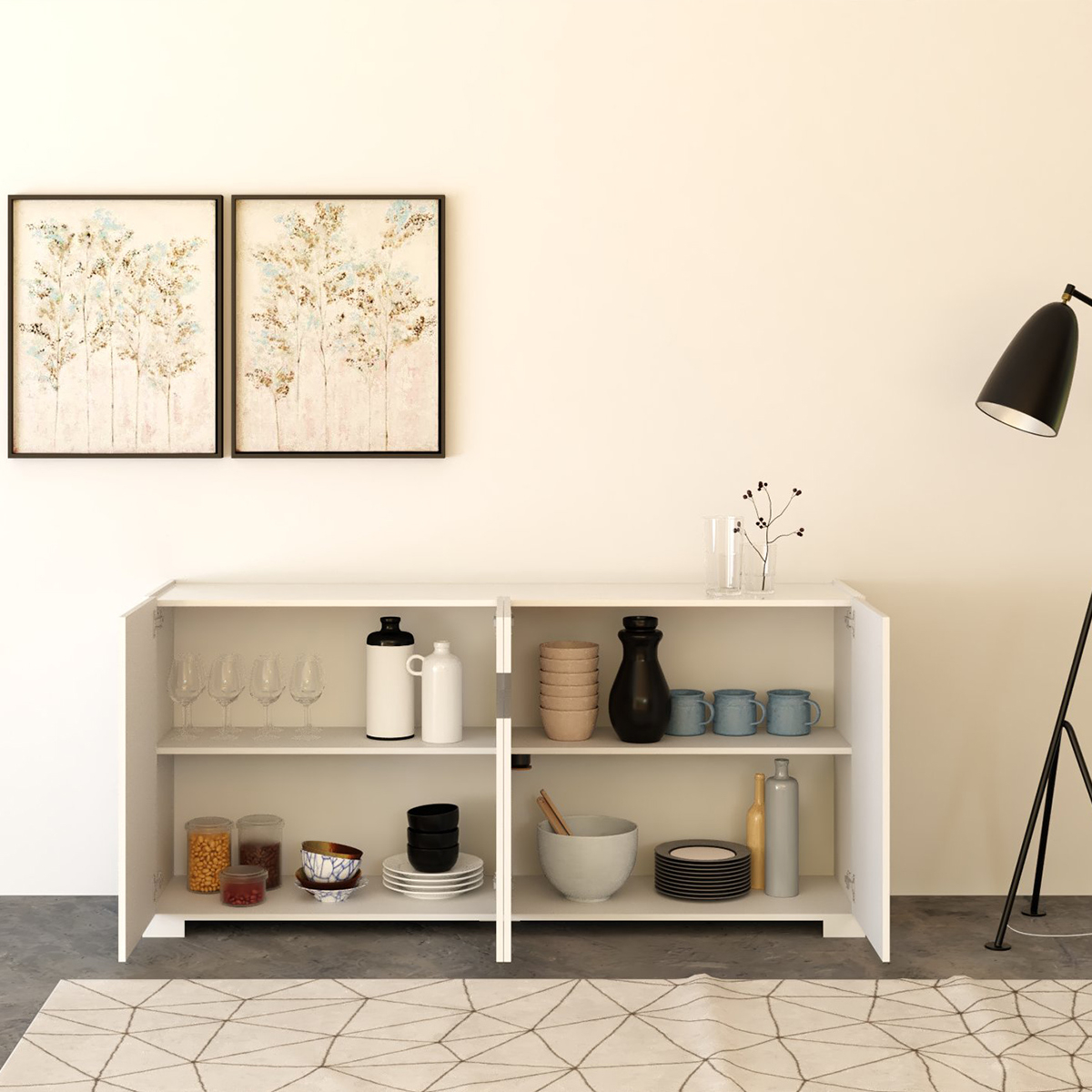 Modern 4-Door Sideboard with Smoked Glass 172x40x81 Riflesso — 3