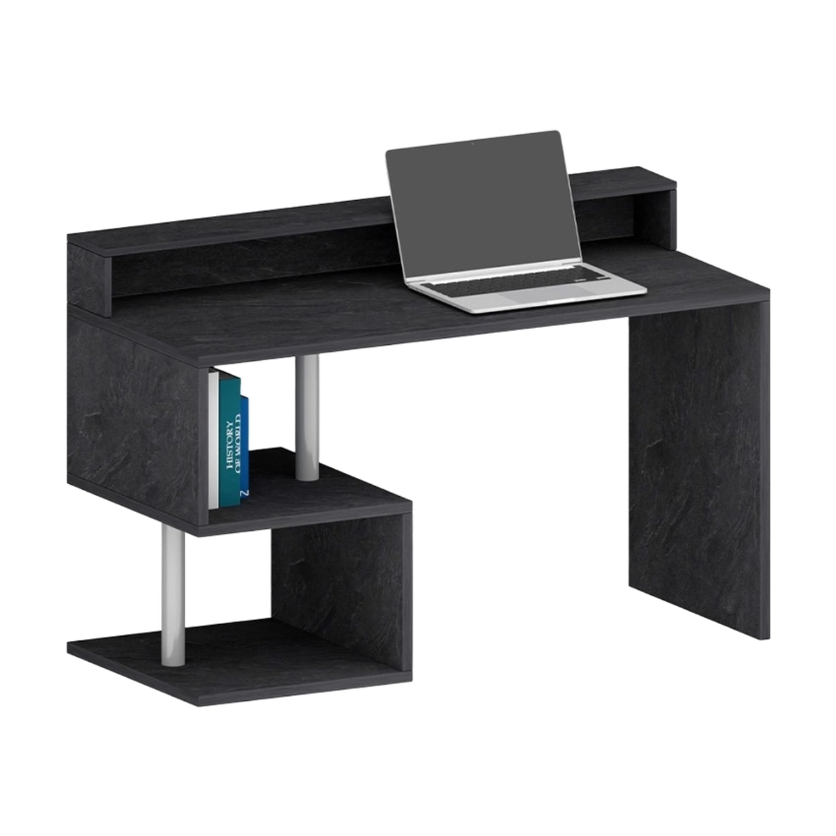 Modern Desk with Raised Shelf and Open Storage 140x60cm Esse 2 Plus — 4