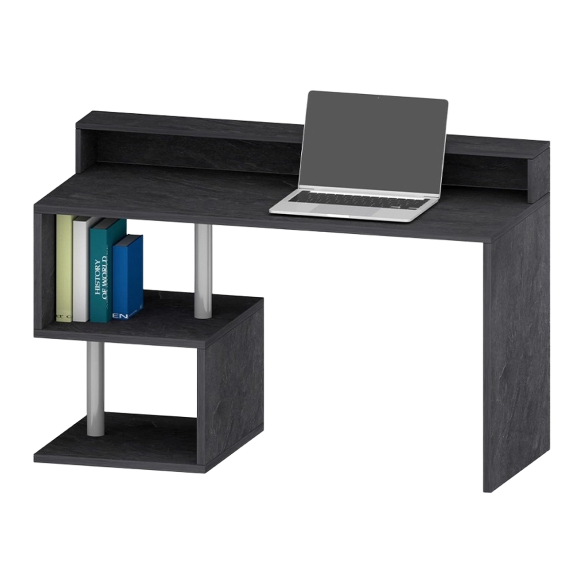 Modern Desk with Raised Shelf and Open Storage 140x60cm Esse 2 Plus — 5