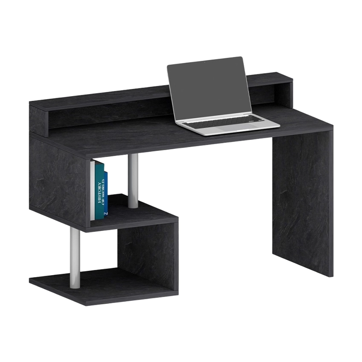 Modern Desk with Raised Shelf and Open Storage 140x60cm Esse 2 Plus — 3