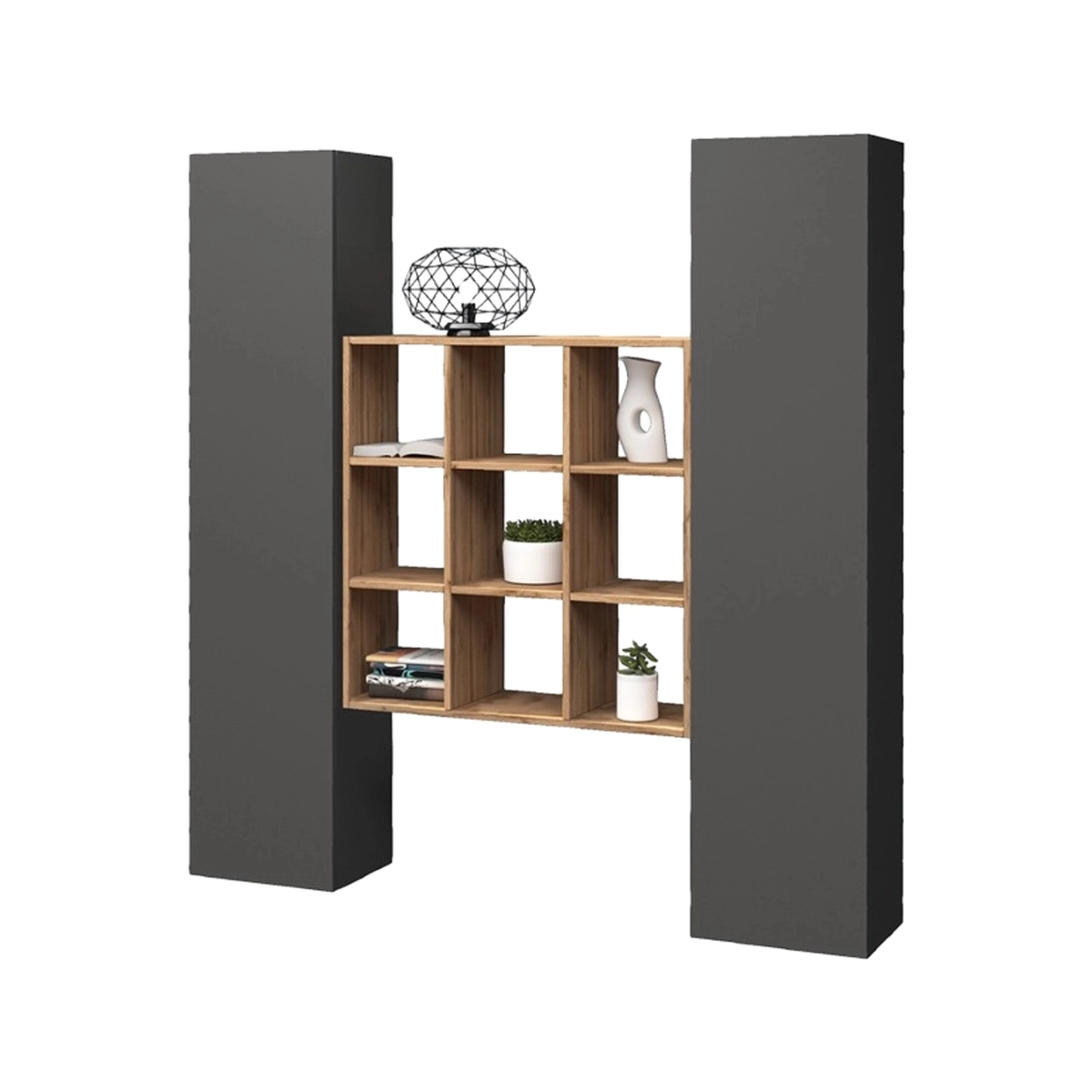 Modern Wall Unit with 2 Cabinets and Bookcase Pella RT — 1