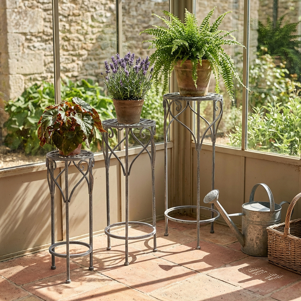 Valerie Set of 3 Outdoor Steel Plant Stands — 3