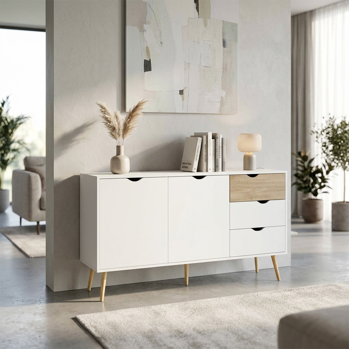 Bradley Modern Wooden Living Room Sideboard with 2 Doors 3 Drawers — 3