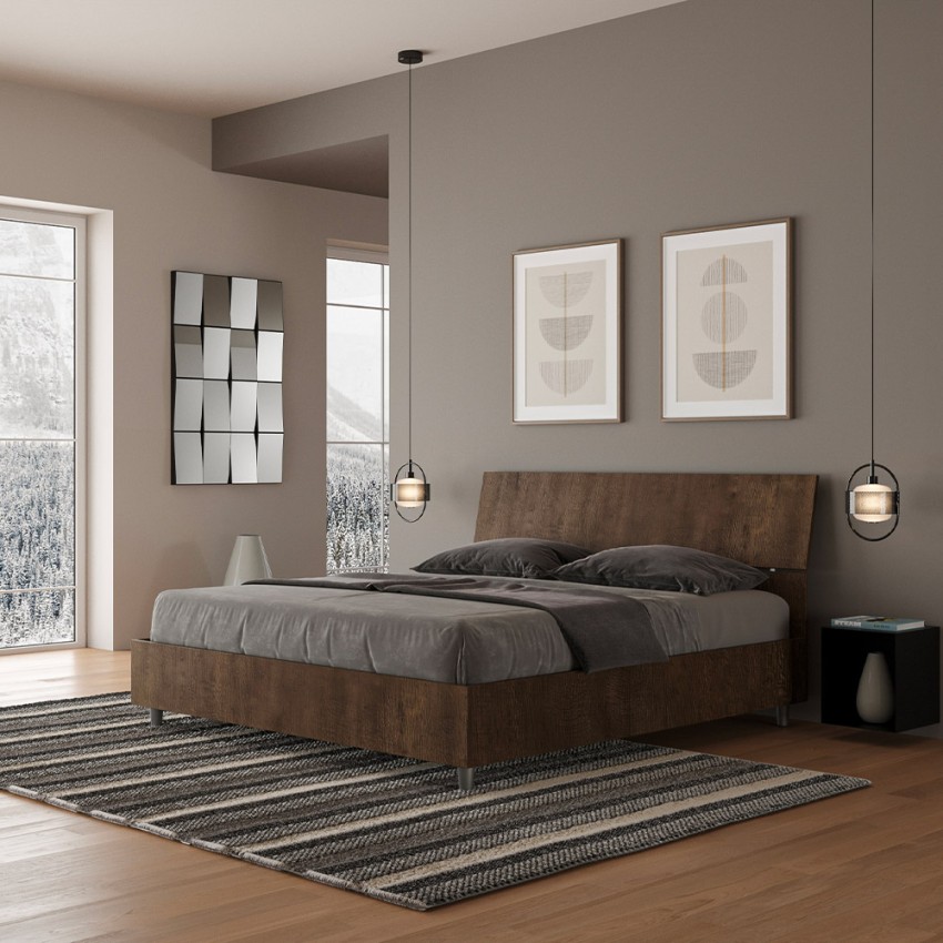 Demas Nod Double Storage Bed 160x190cm Walnut Wood — 2