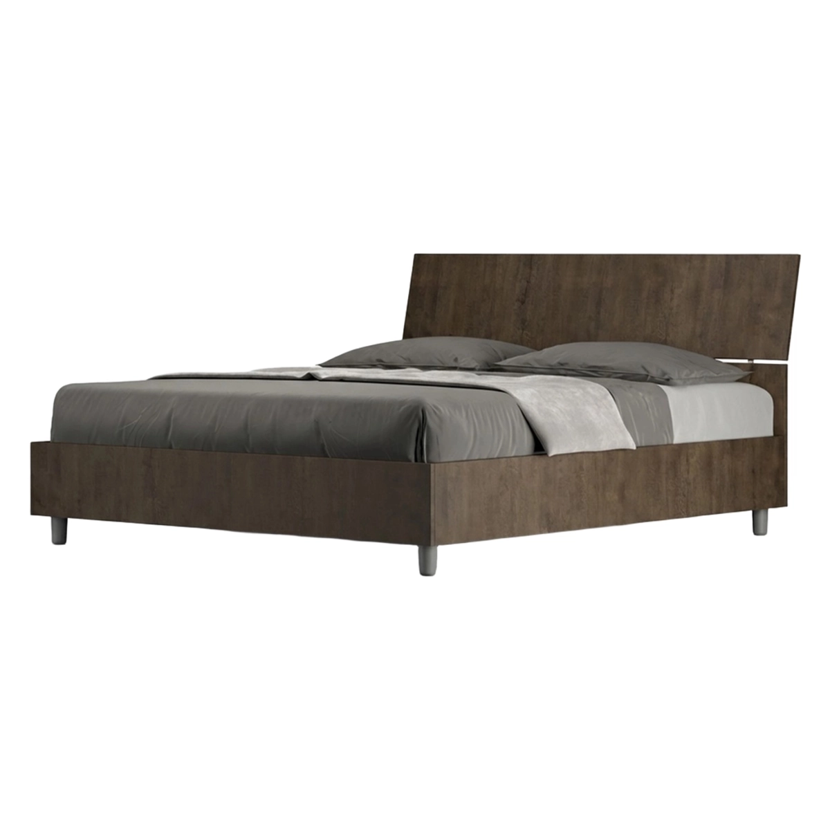 Demas Nod Double Storage Bed 160x190cm Walnut Wood — 1