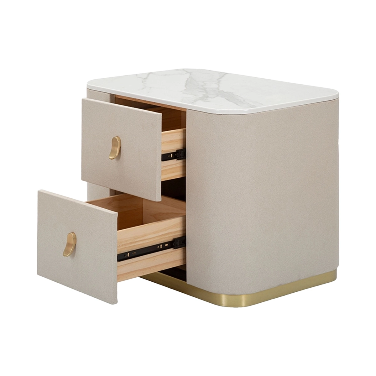 Lullaby Elegant Nightstand with 2 Drawers and Gold Accents 60x40cm — 3