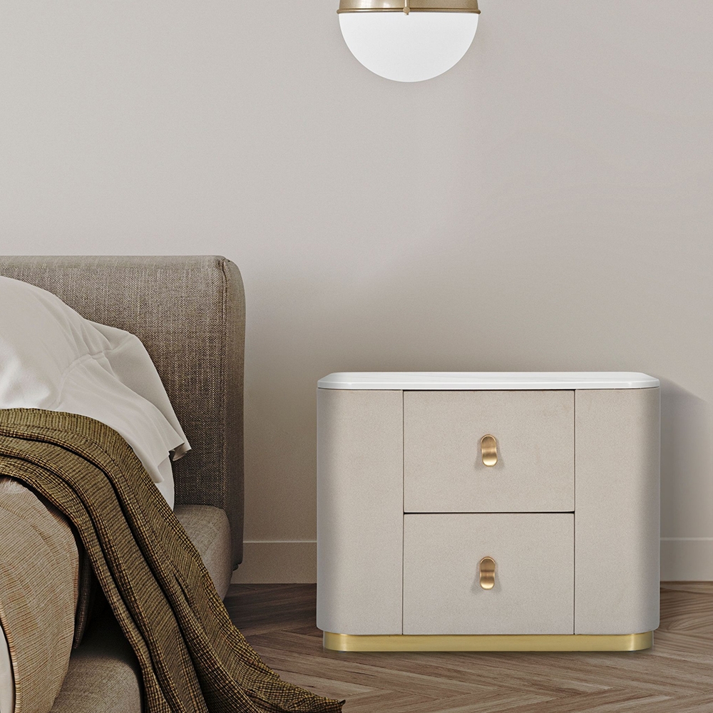 Lullaby Elegant Nightstand with 2 Drawers and Gold Accents 60x40cm — 2