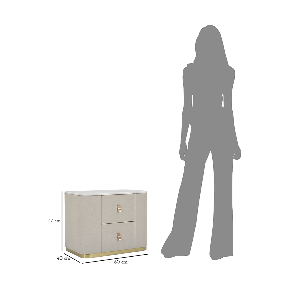 Lullaby Elegant Nightstand with 2 Drawers and Gold Accents 60x40cm — 10