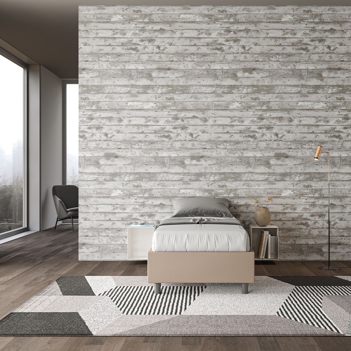 Single Bed Base 90x190 cm Fabric Upholstered Azelia Itamoby — 4