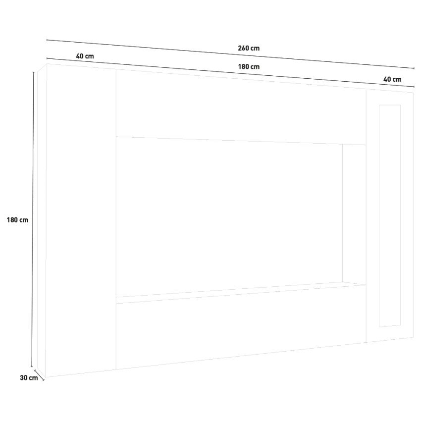 Modern Living Room TV Wall Unit with Hanging Cabinet and 2 Display Units Note Frame — 4