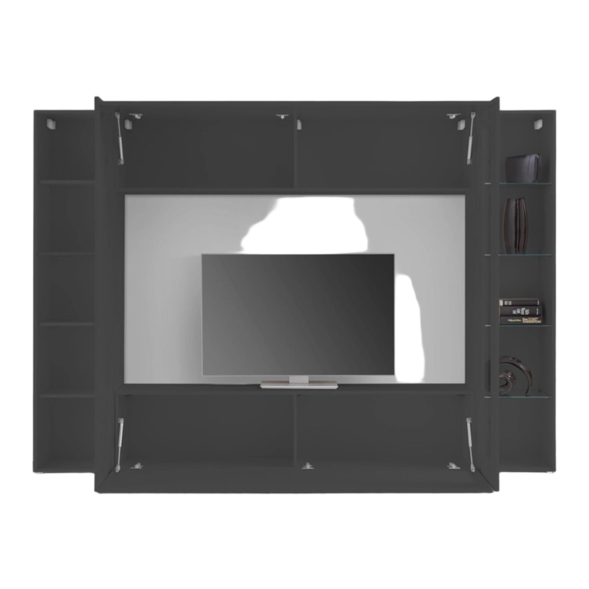 Modern Living Room Wall Unit with TV Stand and Display Note Ledge — 7