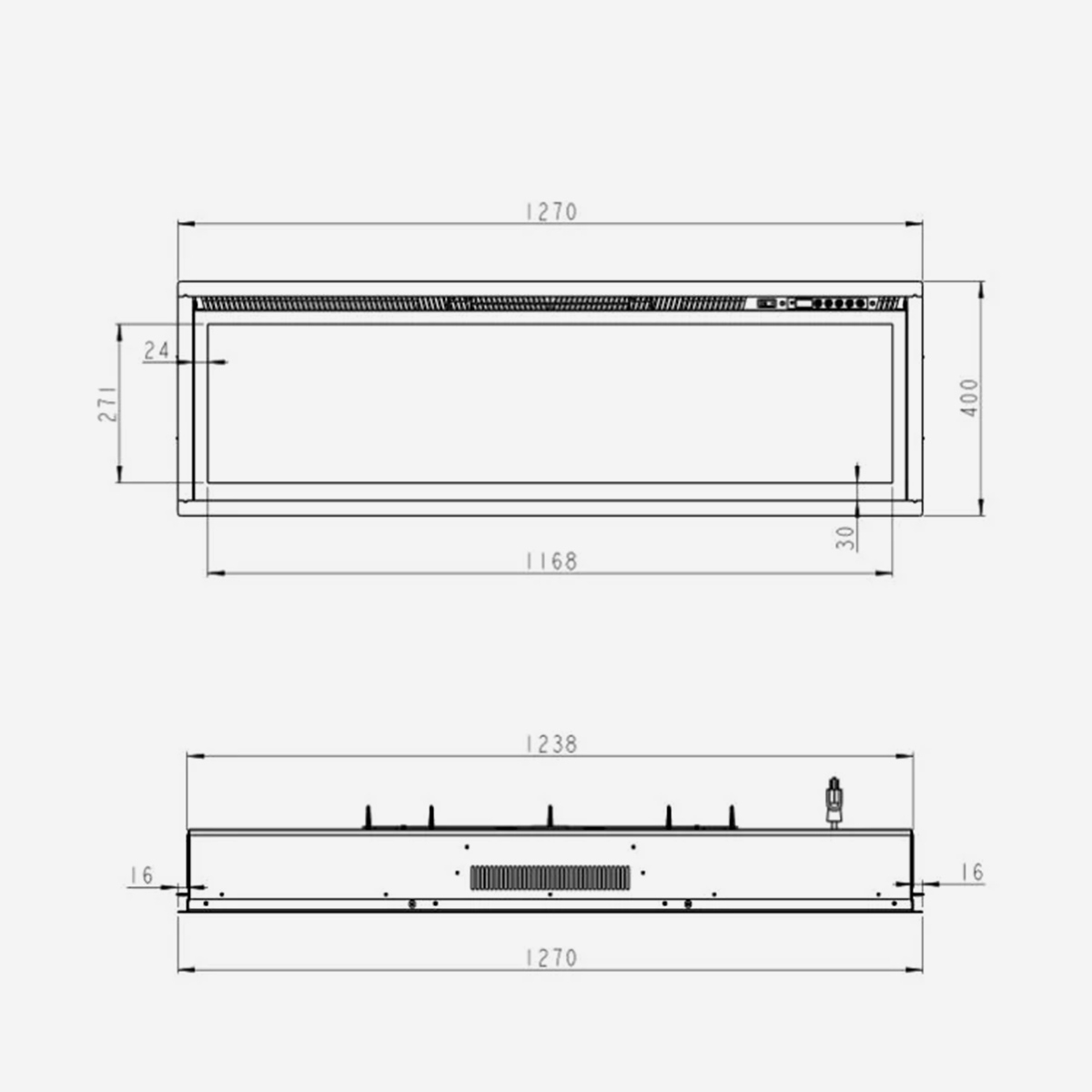 Wall-mounted and recessed electric fireplace 127 cm Divina Fire Chicago 130 — 8