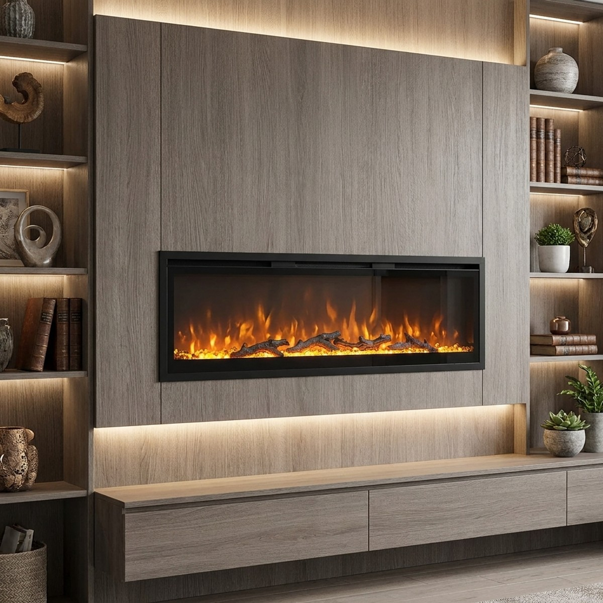 Wall-mounted and recessed electric fireplace 127 cm Divina Fire Chicago 130 — 2