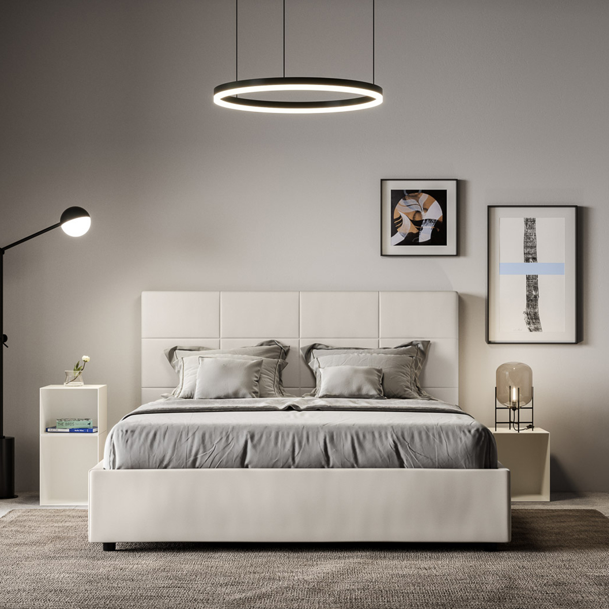 Mika Double Storage Bed 160x190cm White Faux Leather — 3