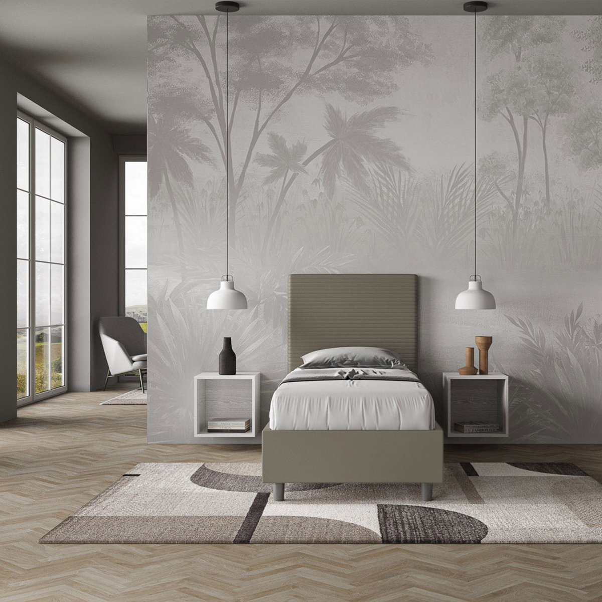 Focus S single storage bed 80x190 faux leather Itamoby — 3