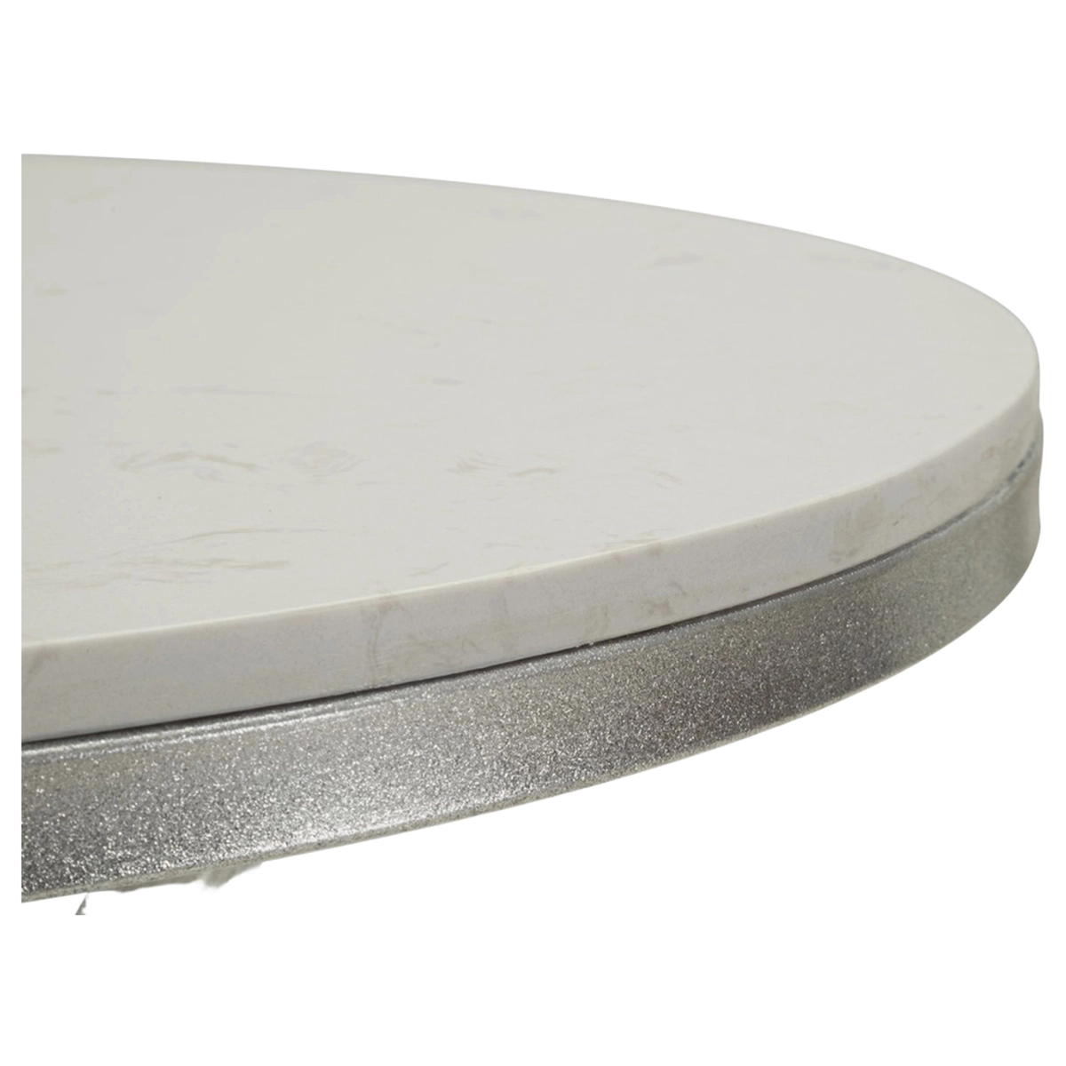 Istanbul round metal side table with marble effect top — 4