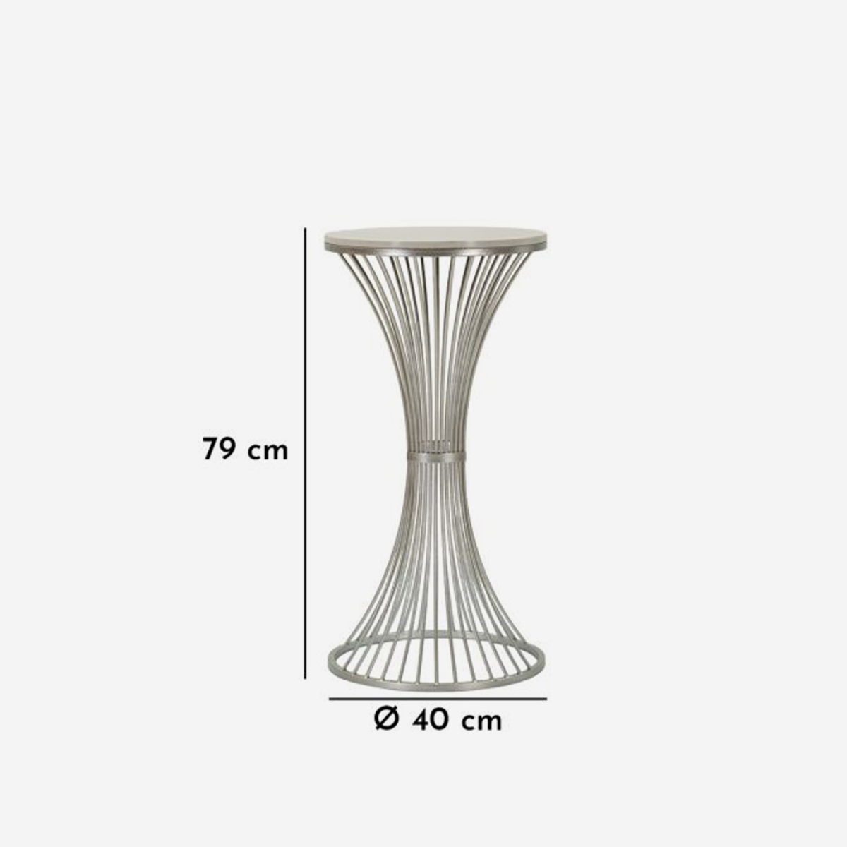 Funnel 80 High Side Table in Metal and Marble — 4