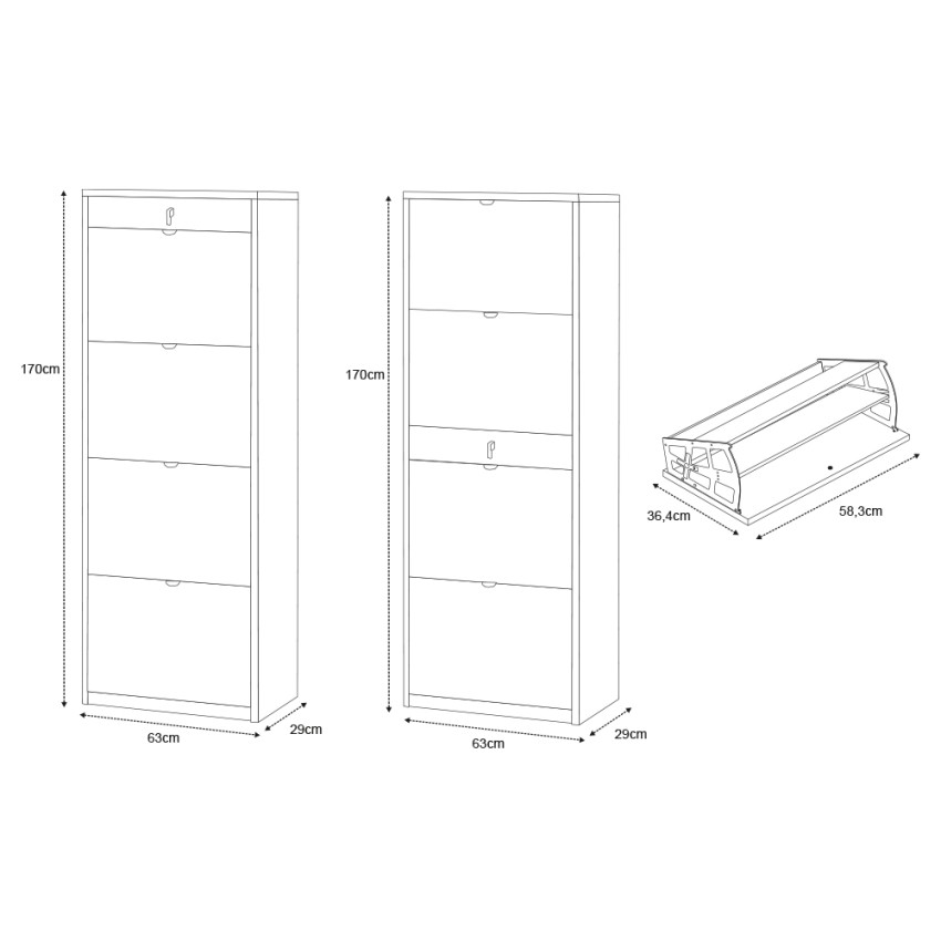 Modern 4-Door Shoe Cabinet with Drawer 20 Pairs Sarmog Guty — 5