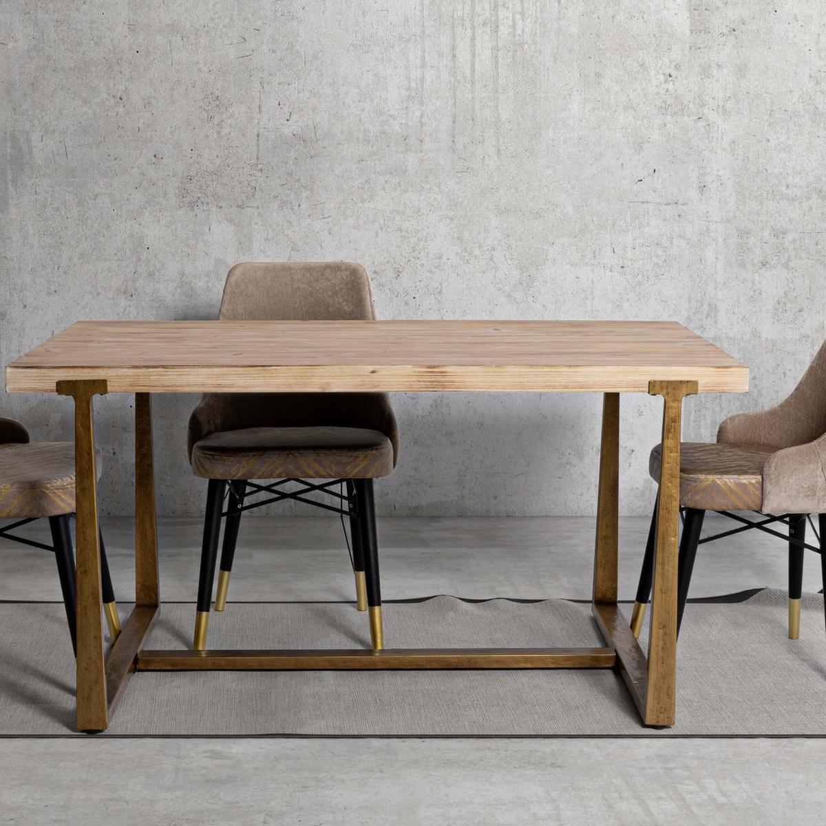Modern rectangular dining table in wood and metal 90x150cm Ankara — 2