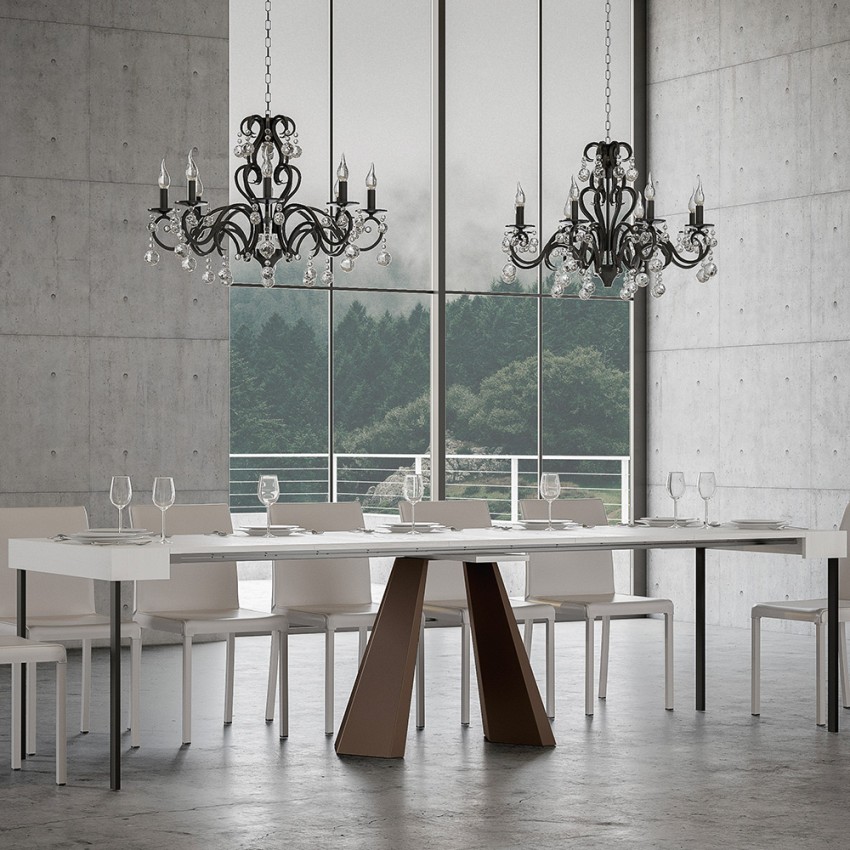 Modern extendable console table 90x40-300cm ash white Diamante Itamoby — 4