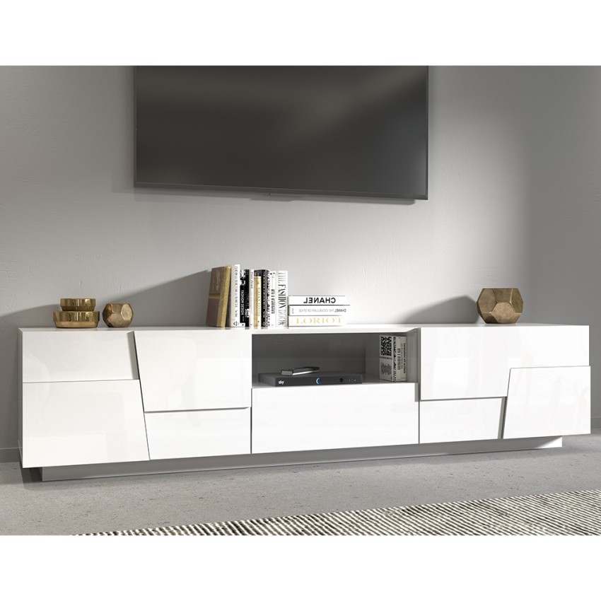 Modern TV Stand Cabinet 4 Doors with Drawer Chiron Web Furniture 220x45cm — 6