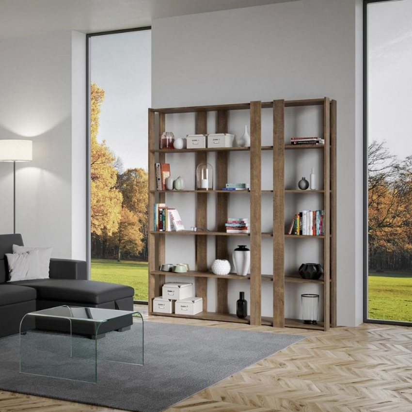 Kato E Wood Modern 5-Shelf Open Bookcase Room Divider Wood — 3