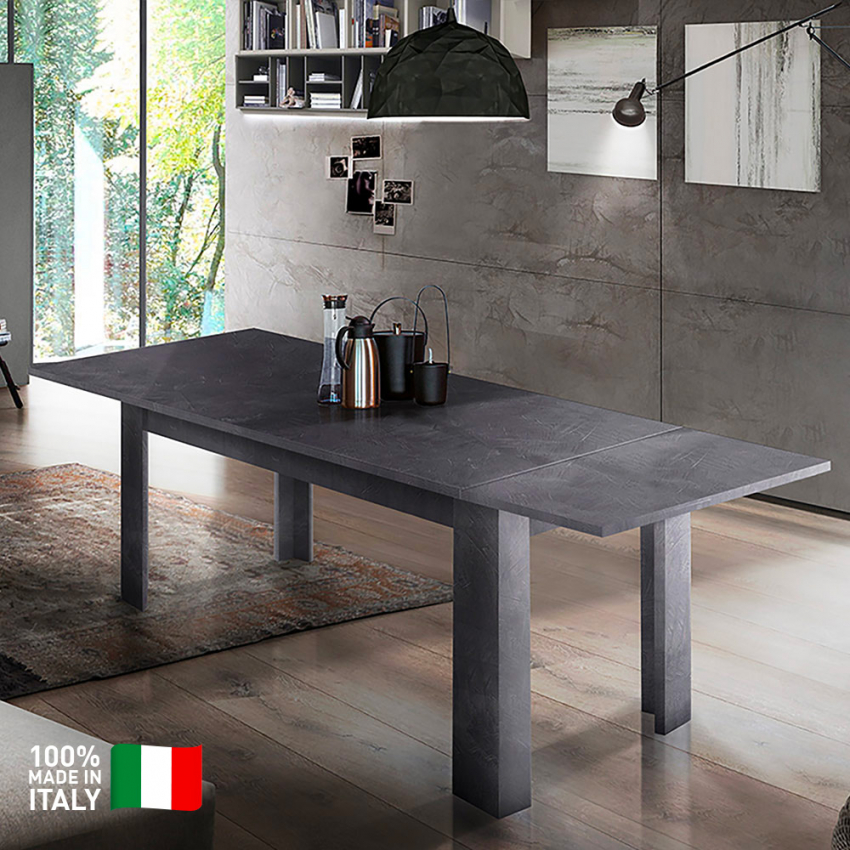 Modern design slate grey extendable 160-210x90cm dining table console Jesi Ardesia — 3