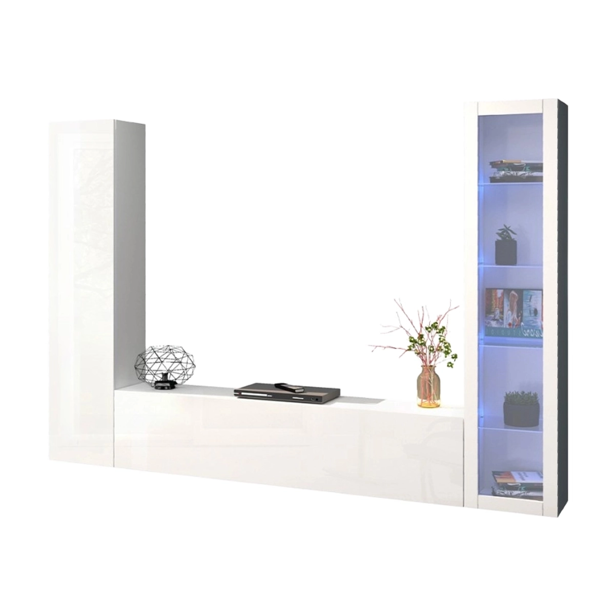 Modern Floating Wall Unit TV Stand Display Cabinet Wardrobe Peris WH — 8