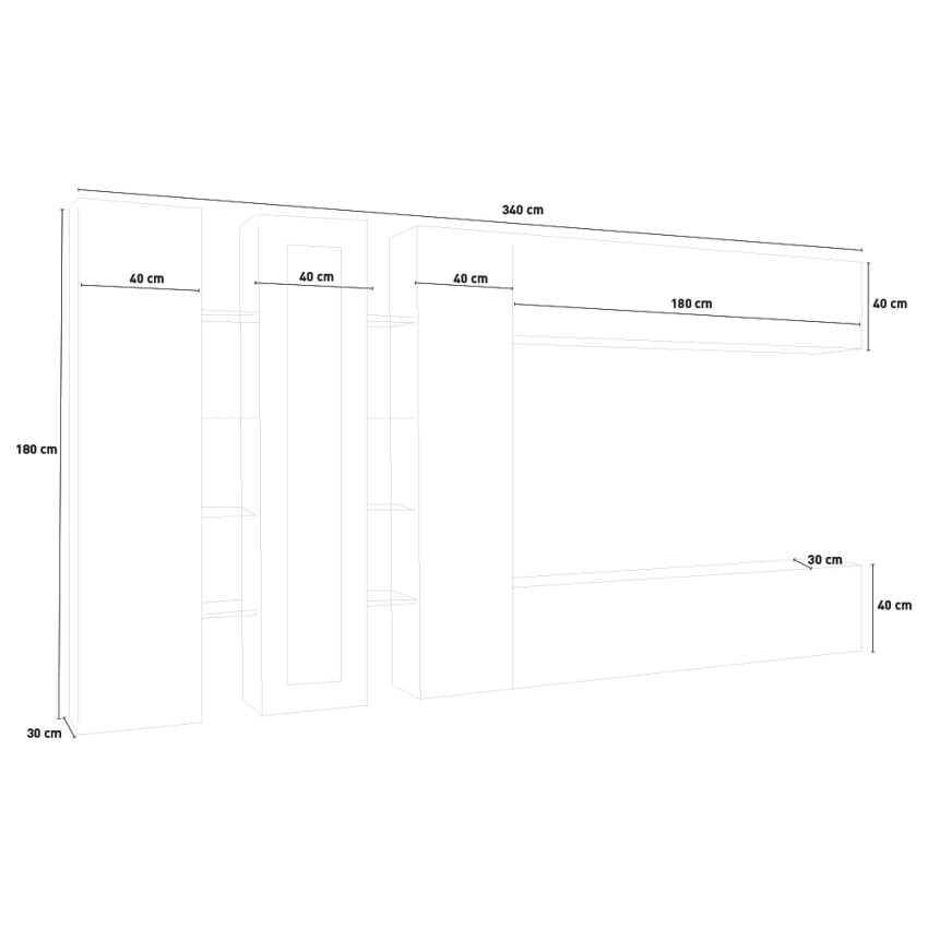 Modern Grey Living Room Wall Unit with TV Stand Note Wide — 5