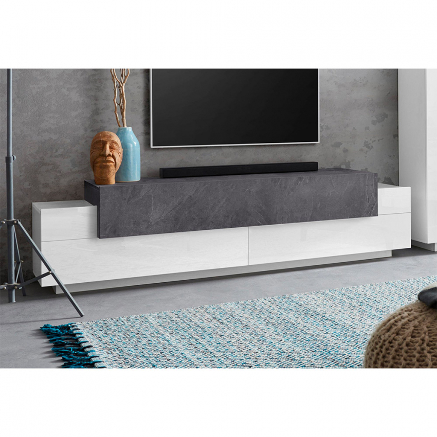 TV cabinet 4 compartments 3 flap doors 200cm modern design Corona Low Report — 3