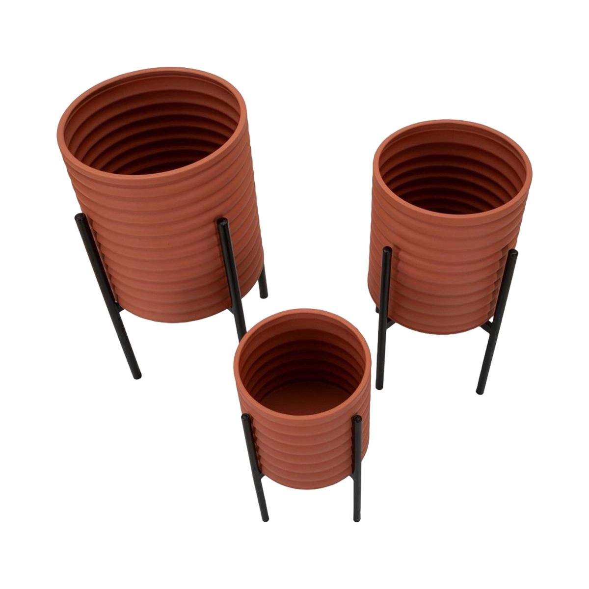 Set of 3 Round Modern Metallo Plant Stands Milly Tris — 5