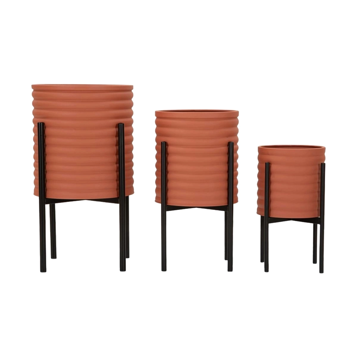 Set of 3 Round Modern Metallo Plant Stands Milly Tris — 1