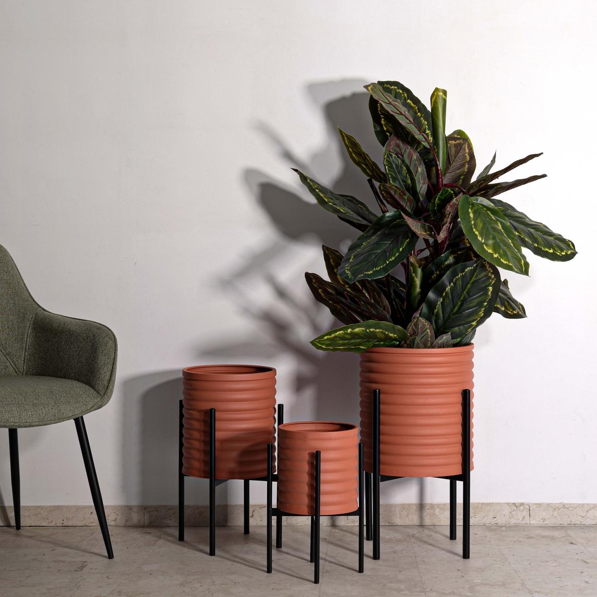 Set of 3 Round Modern Metallo Plant Stands Milly Tris — 2