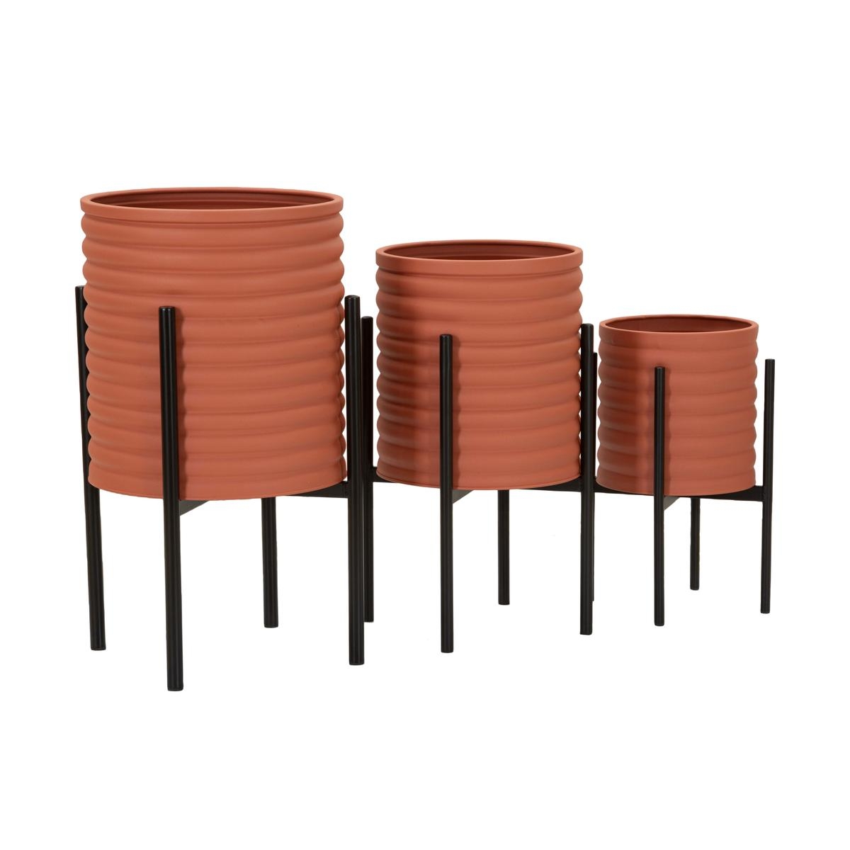 Set of 3 Round Modern Metallo Plant Stands Milly Tris — 3