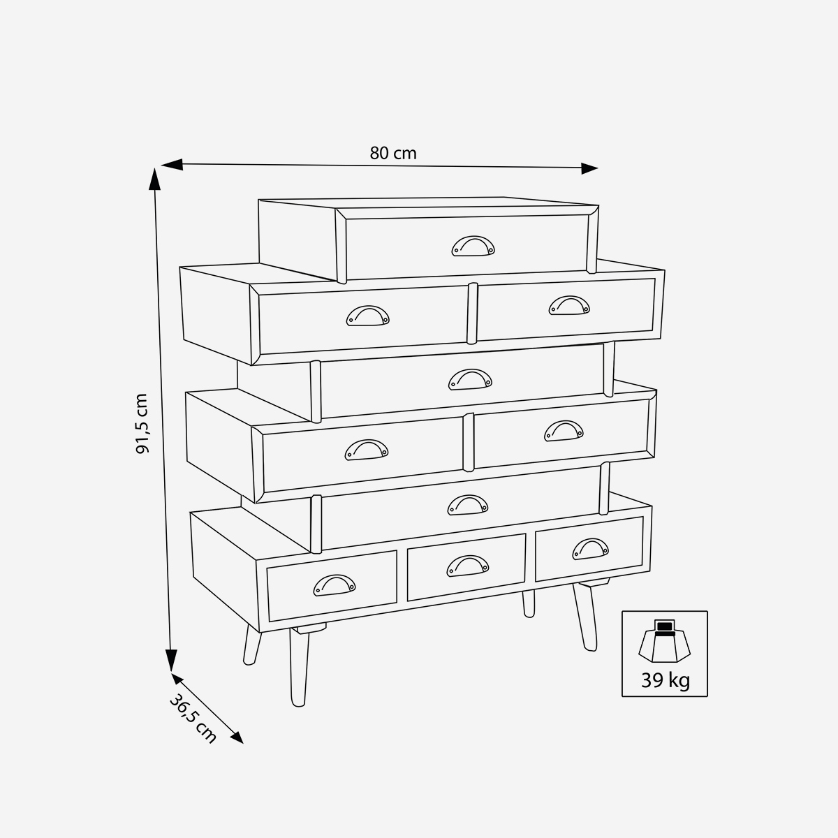 Kingston Modern Wooden Chest of 10 Drawers — 5