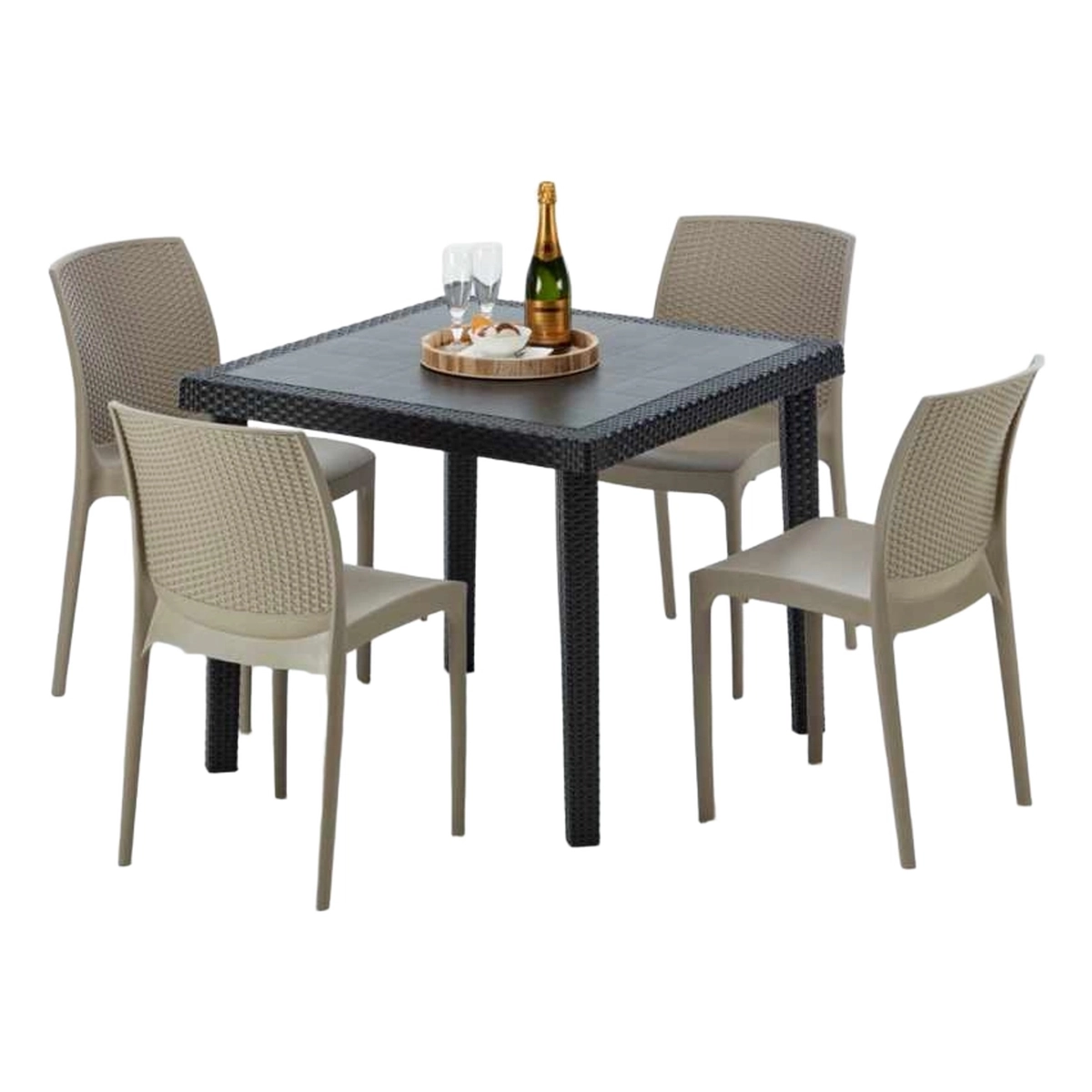 Bohème Passion Set Square Table 90x90 cm with 4 Chairs Grand Soleil — 1