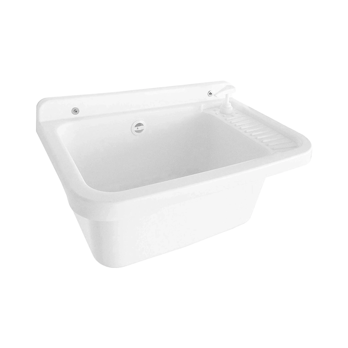 Wall-Mounted Resin Utility Sink with Soap Dispenser 60 cm Yart 60 — 2