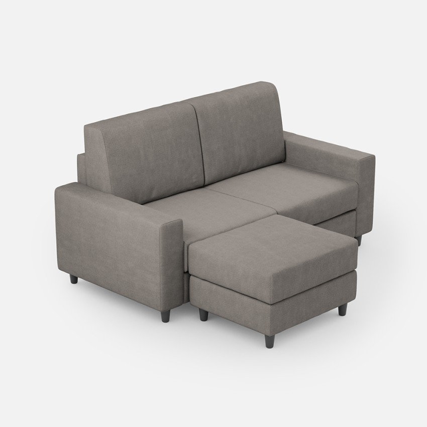 Modern 2 seater fabric sofa 168cm with ottoman Sakar — 3