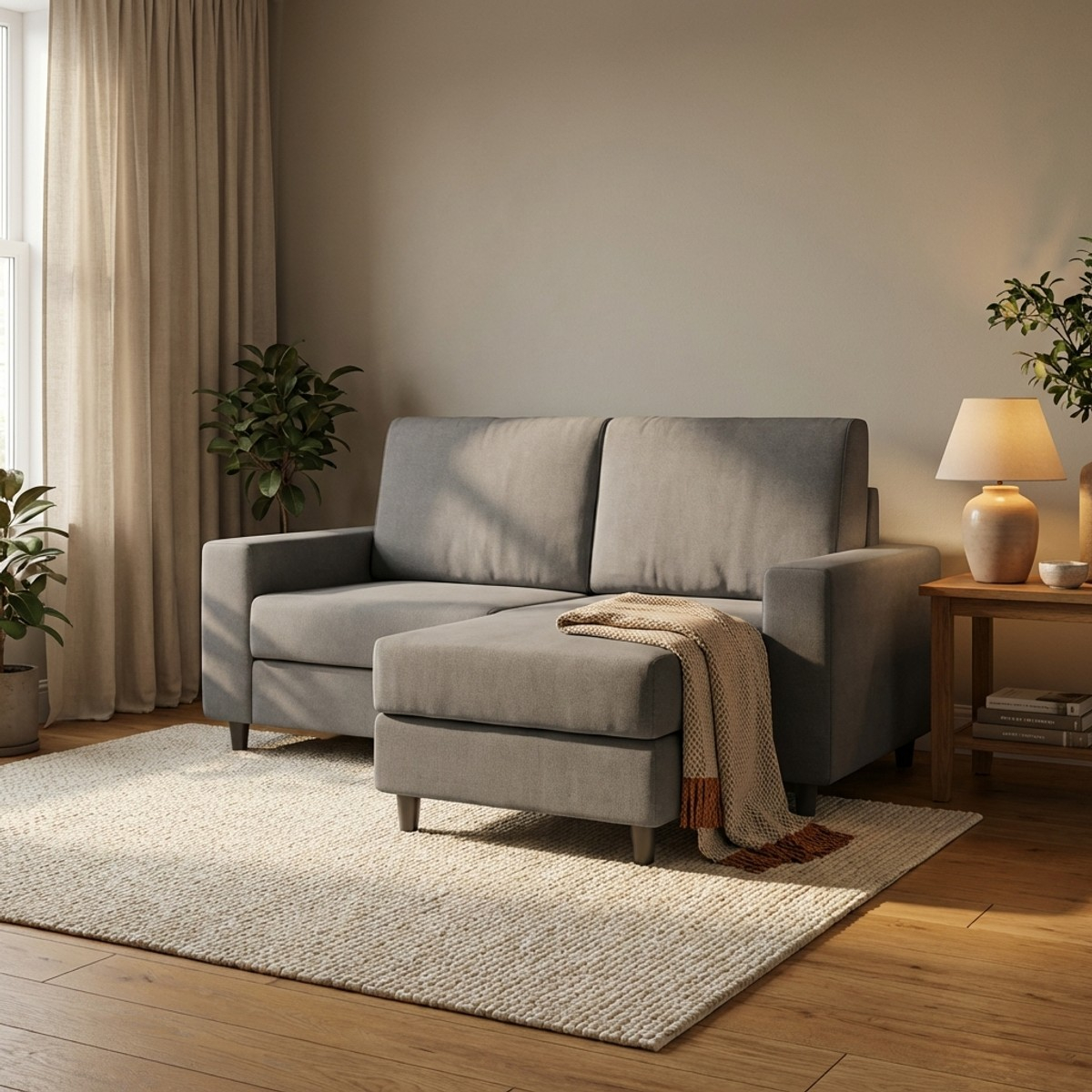 Modern 2 seater fabric sofa 168cm with ottoman Sakar — 2