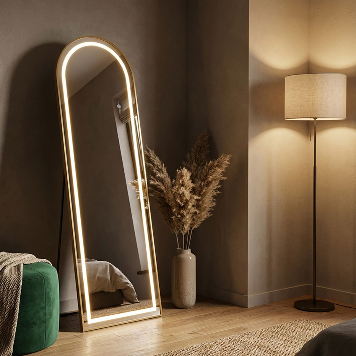 Arched Full-Length Standing Mirror with LED Light Simple arco 50x160 cm — 2