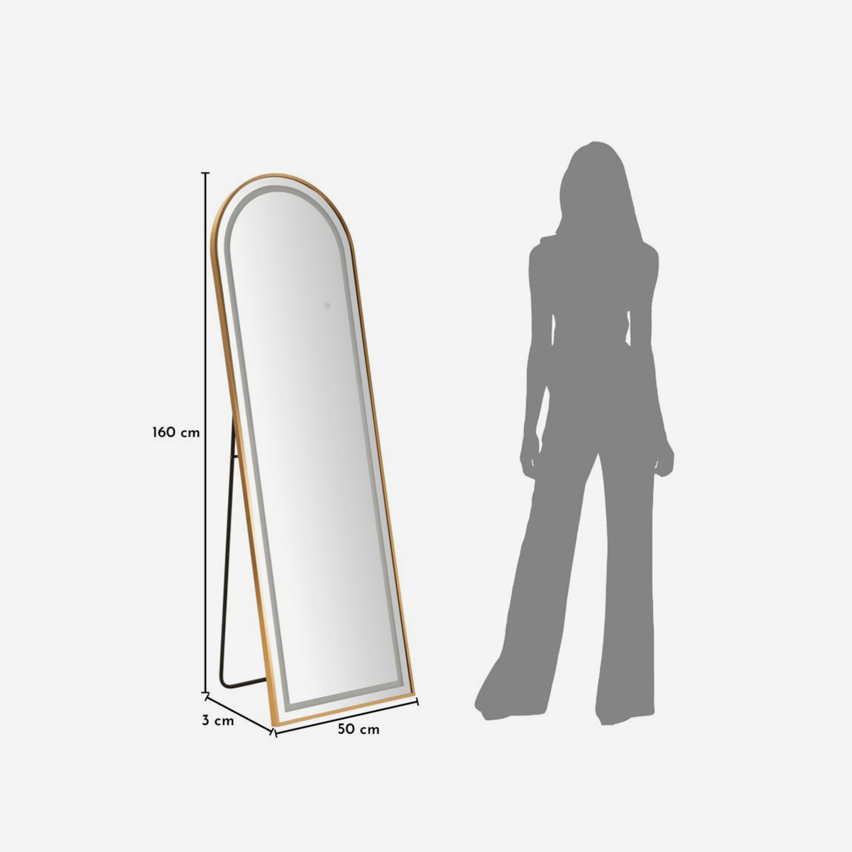 Arched Full-Length Standing Mirror with LED Light Simple arco 50x160 cm — 3
