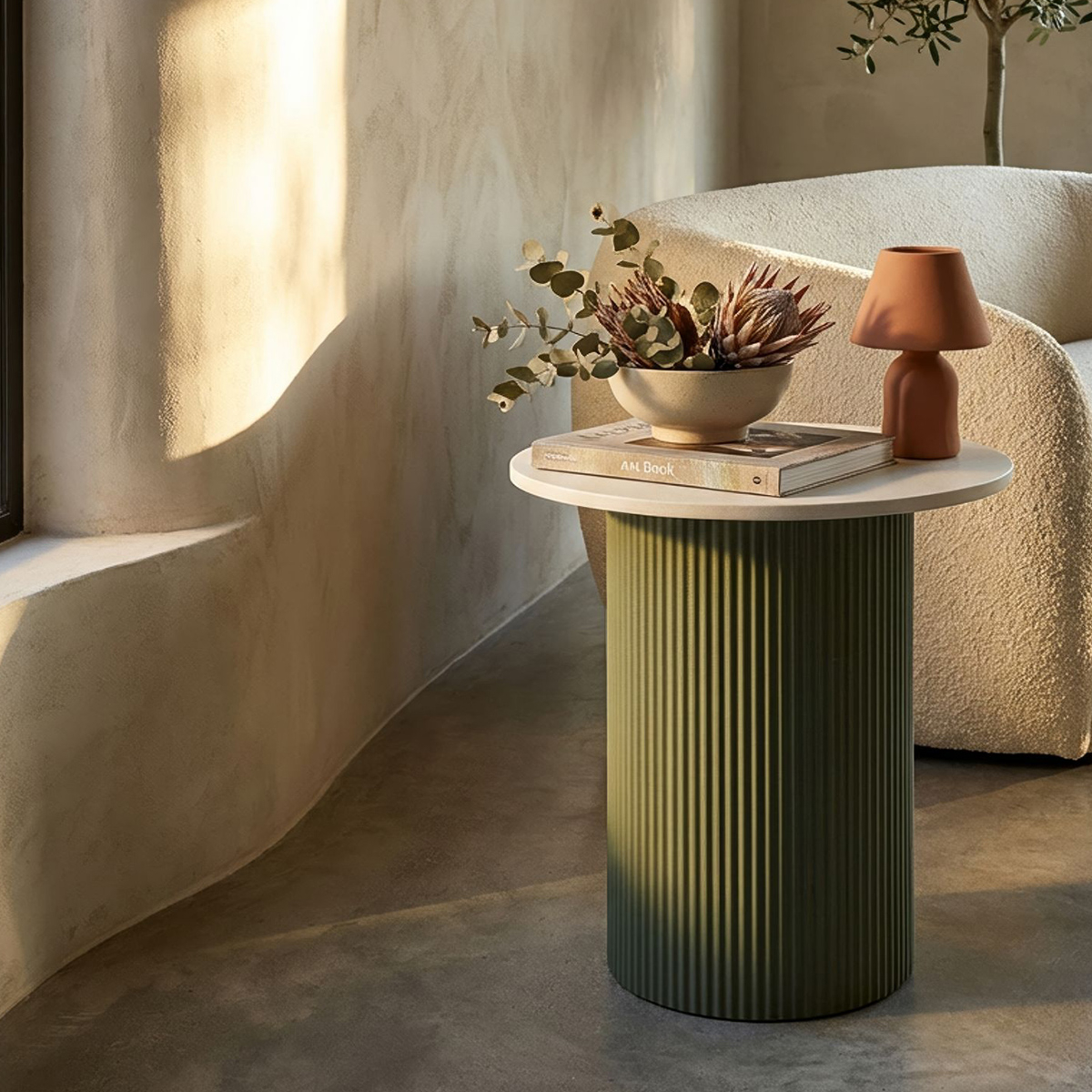Frankfurt M Round Marble-Effect Living Room Side Table — 2