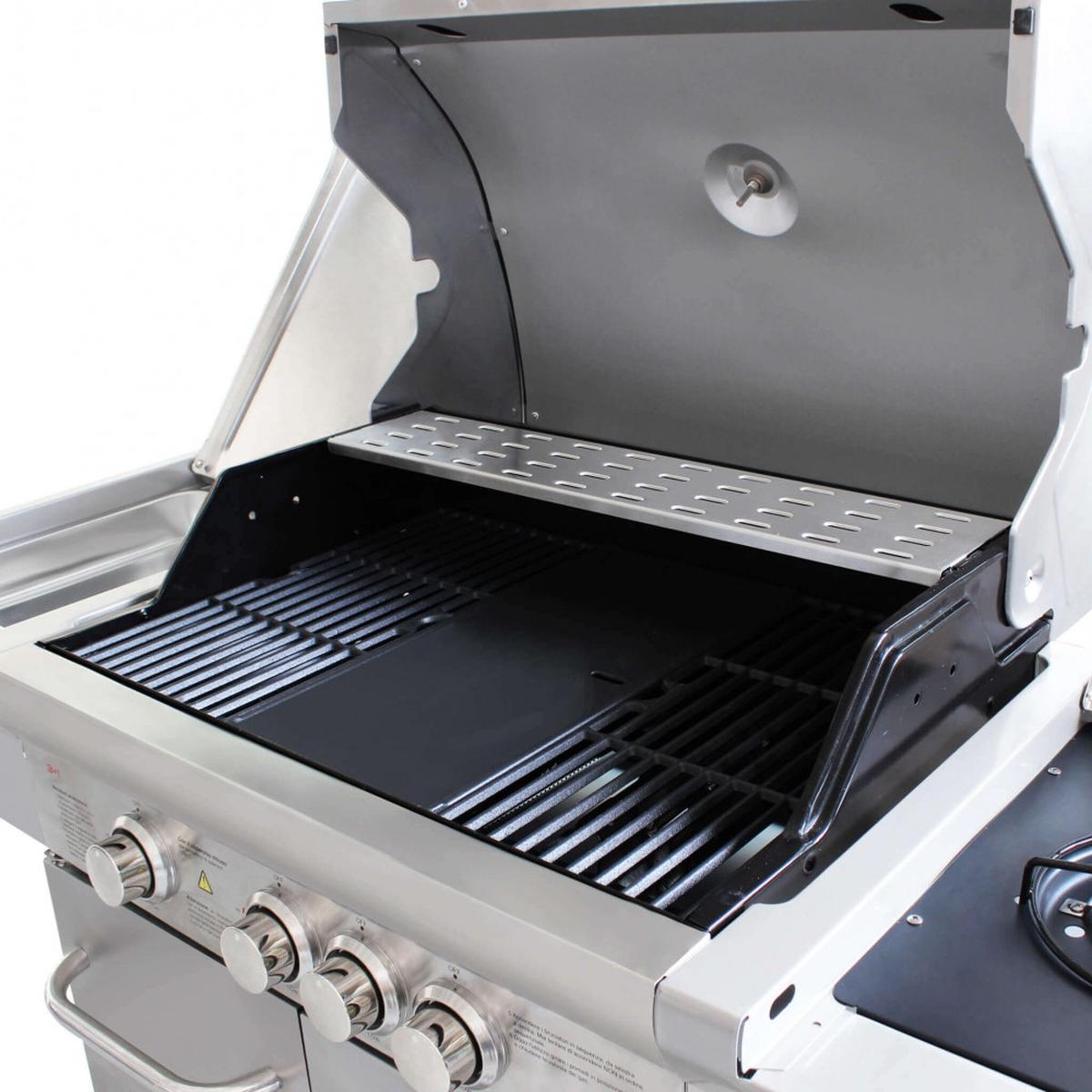 Texas 4 Burner Stainless Steel Gas BBQ Grill with Side Burner — 4
