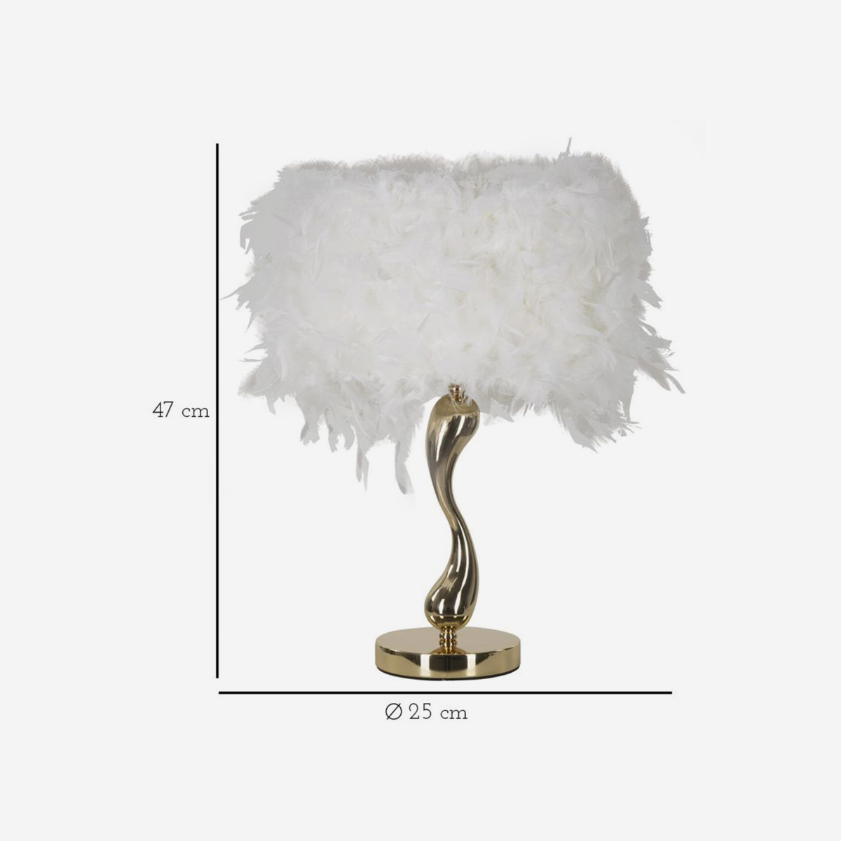 Decorative Table Lamp Cart with Feather Shade Mauro Ferretti — 4