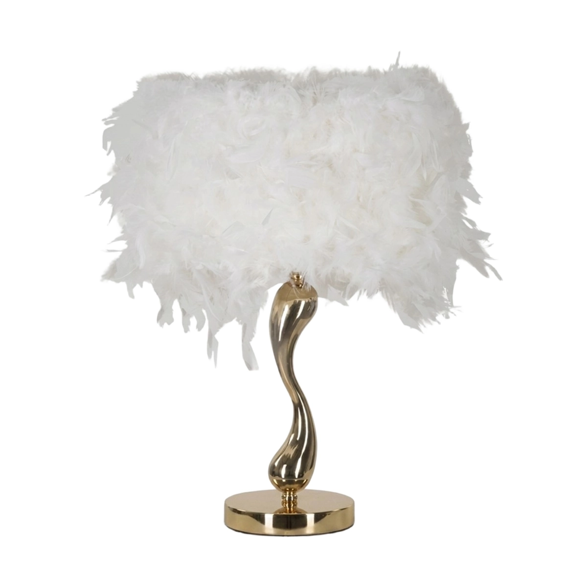 Decorative Table Lamp Cart with Feather Shade Mauro Ferretti — 1