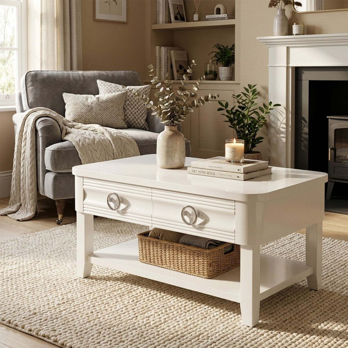 Elian rectangular coffee table with 2 drawers and shelf — 2