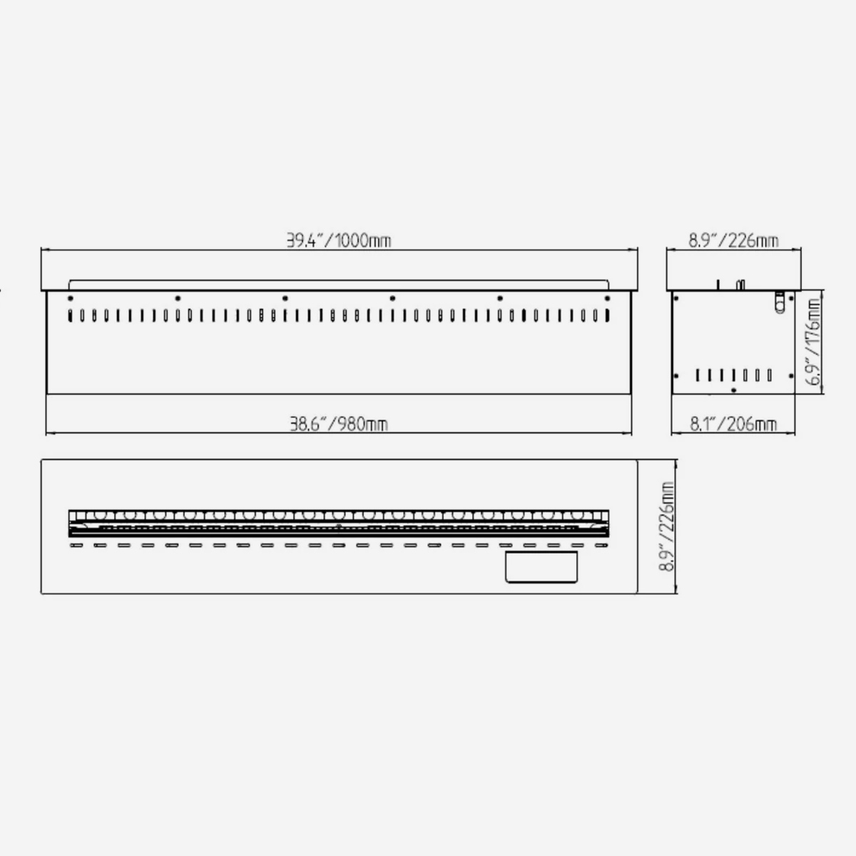 Recessed 3D water vapor electric fireplace insert Vapor3d100 — 6