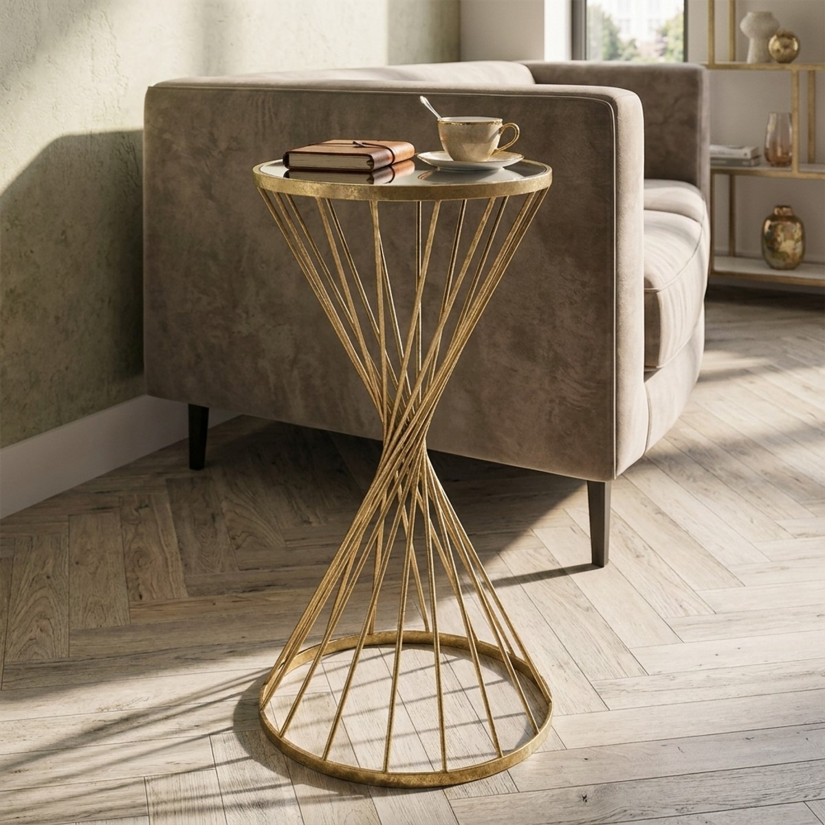 Hypnos 70 round side table in metal and Vetro glass — 2