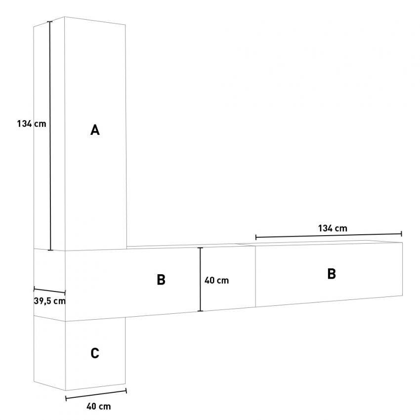 Wall-Mounted TV Living Room Unit 4 Cabinets A113 Itamoby — 6