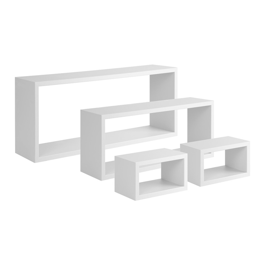 Set of 4 Modern Floating Cube and Rectangular Shelves Merlino — 1
